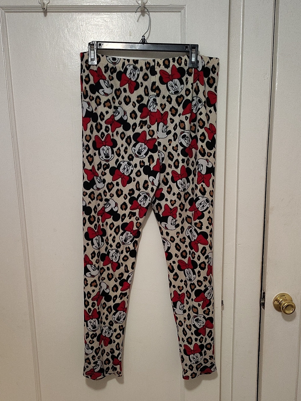 Women’s Beige Leopard & Red Bow Print Pajama Bottoms